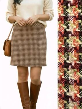 LOFT Petites Houndstooth Autumnal Multi Wool Blend Mini Skirt Women’s Size 0P